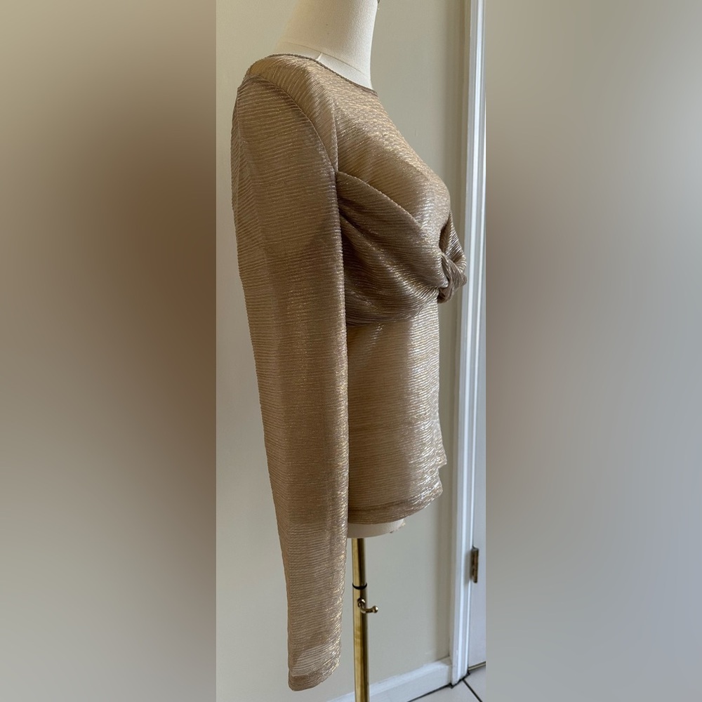 NWOT- Anthropologie Metallic Long Sleeve Top- Medium - Picture 3 of 8